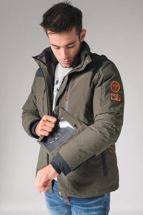 Spits N1 jacket, army green, touch pocket for mobile phone